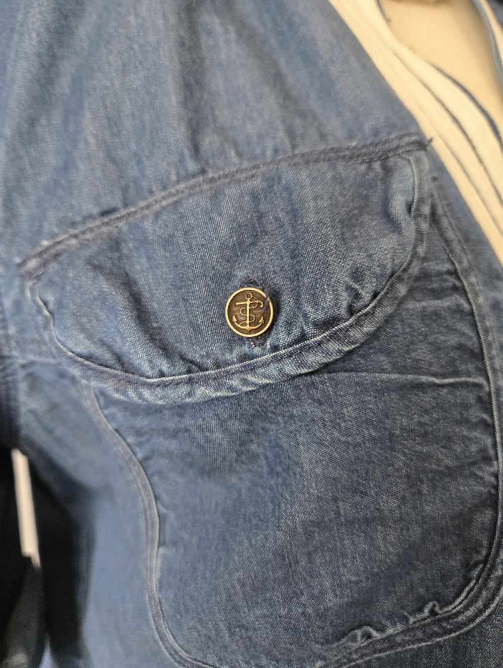 Ralph Lauren LRL Blue Denim Lightweight V Neck Tunic With Roll Cuffs. Size Med - Picture 4 of 10